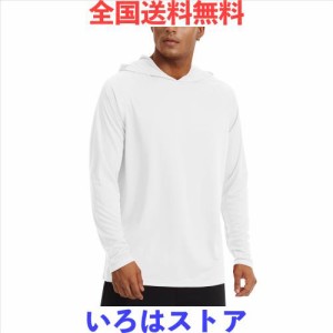 [TACVASEN] プルオーバー メンズ ラッシュガード 白 UVカット パーカー 長袖tシャツ スポーツ 吸汗 速乾 トレーナー UPF50+ 指穴付き 日