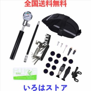 OBEST パンク修理キット 16-in-1マルチツール 自転車用工具セット クロスバイク/ロードバイク防水収納バッグ保護