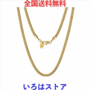 [KRKC＆CO] ネックレスチェーン 人気 喜平 幅3mmチェーン k18金メッキ/シルバー 316Lステンレス ヒップホップ ラッパー メンズアクセサリ