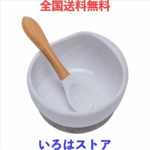 Wooden Teether ベビー用食器 吸盤ボウル シリコン スプーン付き 赤ちゃん 滑り止め 離乳食セット こぼれ防止 ひっくり返し防止 電子レン