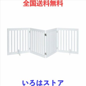 unipaws 木製犬用ゲート、折り式バリア、ペット用家具フェンス 、白い