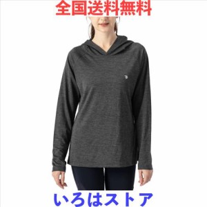 [YSENTO] レディース スポーツウェア 長袖tシャツ 指穴 UPF50+ ゴルフ テニスウェア 山登り スポーツ tシャツ トレーニングウェア フード