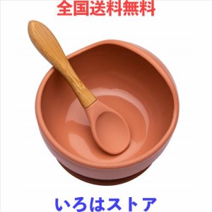 Wooden Teether ベビー用食器 吸盤ボウル シリコン スプーン付き 赤ちゃん 滑り止め 離乳食セット こぼれ防止 ひっくり返し防止 電子レン