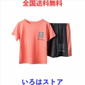 LittleSpring キッズ ドライ Tシャツ ショートパンツ セット 吸汗速乾 スポーツウェア ジャージ 子供 女の子 オレンジ 120