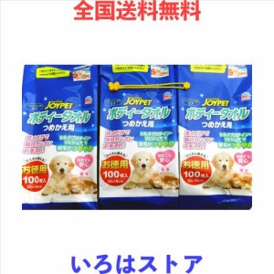 アースペット ジョイペット ボディタオル つめかえ用 お徳用 100枚入 × 3個（開封口止め用シリコン輪ゴム付き）