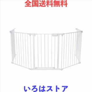 ドア付き ハースゲート おくだけ 自立式 ストーブガード ワイド ペットフェンス 室内 XL ペットゲート 柵 簡単組立 ブラック 5枚パネルセ