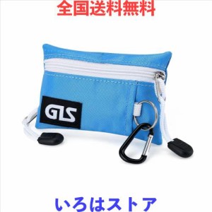 定期入れ 小銭入れ コインケース メンズ レディース 財布 カラビナ付き キーリング付き (Blue)