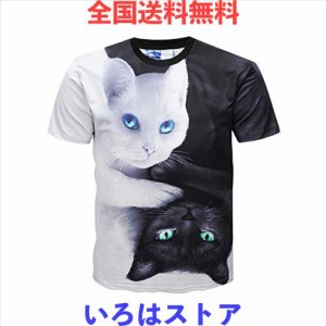 [Amade] メンズ 猫Tシャツ 半袖 ネコ スリム 派手Tシャツ 面白 レディース おしゃれ お揃い カットソーJP069-A22-3L 1枚