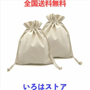 巾着袋 29.5*38.5cm 2枚セットきんちゃく 帆布 キャンバス 巾着 ラッピング用品 無地 生成り 小物入れ 旅行収納 L