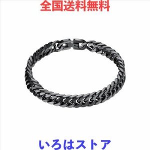 [PROSTEEL] 黒 喜平ブレスレット メンズ 幅8mm 23センチ ブレスレットチェーン ステンレス 細め アレルギー対応 ヒップホップ アクセサリ