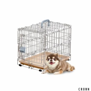 アイリスオーヤマ 犬 猫 ケージ 折りたたみ シルバー/ブラウン 超小型犬・猫用 幅34×奥行47×高さ38.5cm