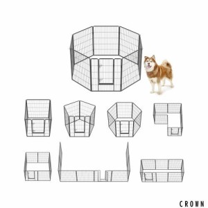 FEANDREA 犬 サークル 中大型犬用 ペットフェンス スチール製 全成長期使用可 室内外兼用 折り畳み式 組立簡単 ペットサークル パネル8枚