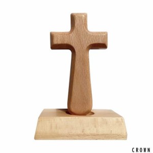 HIGHAWK 十字架 木製 イエス・キリスト クロス キリスト教 礼拝 スタンドタイプ インテリア 小物 装飾 卓上型 置物 礼拝堂 オブジェ 12.5