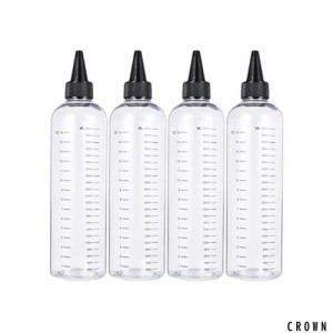 Frcolor ドロッパーボトル 500ml 空きボトル 小分けボトル 目盛り ツイストトップキャップ付き クリアボトル 4個