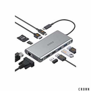 YIYOO USB C ハブ 2021新型マルチポート USB C アダプター 10-in-1 USB Type C HDMIハブ 変換 アダプター 人気 タイプ C ハブ 100W PD充