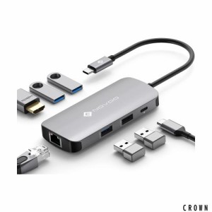 NOVOO 7-in-1 4K@60Hz HDMI USB C 3.0 ハブ Type-C アダプター 4K@60Hz HDMI / 3*USB-A 3.0+USB-A 2.0 / ギガビットイーサネット / PD100