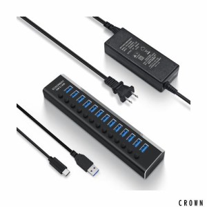 ROSONWAY USB ハブ 3.1 Gen2 10Gbps 13ポートアルミ製 72W USB HUB セルフパワー USBケーブルとType Cケーブル 付き 12V/6A ACアダプタ 