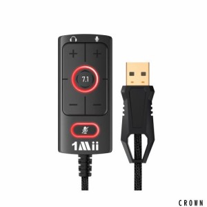 1Mii USBサウンドカード USB - 3.5mmジャックオーディオアダプター - バーチャル7.1サラウンドサウンド - PS4/PC/MAC/ステレオヘッドセッ