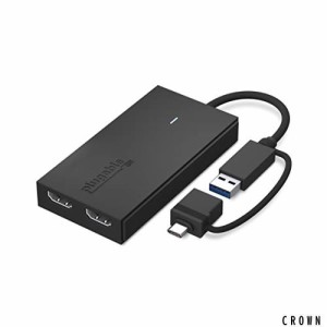 Plugable USB Type-C デュアル USB グラフィック変換アダプター、USB-C HDMI 用 Mac Windows 対応、最大解像度 1080p@60Hz の外部HDMIモ