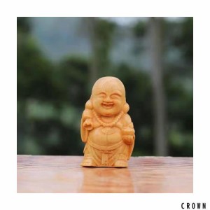 七福神 布袋 天然 崖柏木 仏像 木彫りミニ 布袋さんの置物 風水（高さ6.5cm×巾3cm×奥行2.4cm）