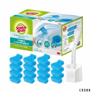 【Amazon.co.jp限定】 3M トイレ掃除 トイレブラシ 防汚コーティング 使い捨て スポンジ 洗剤付 本体 取替15個 スコッチブライト