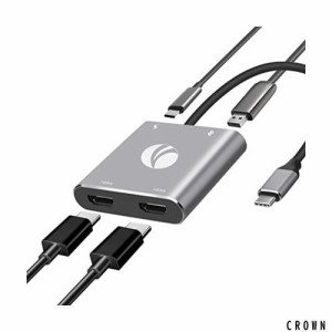 VCOM USB ハブ Type c HDMI 2ポート4-in-1 変換アダプター【 HDMI+HDMI 】hdmi分配 4K@60デュアル MST支持 Thunderbolt 3 対応 100W急速P