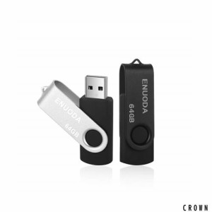 USBメモリ 64GB 2個セット ENUODA USB2.0 フラッシュメモリ 64GB USB メモリスティックー USBメモリー 64ギガ 回転式 データ送信 Windows