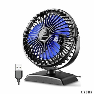 JZCreater 卓上扇風機 デスク用USB扇風機 強風 360 度回転 卓上パーソナル扇風機 風量3段階 静音 小型扇風機 USB電源 ポータブル小型扇風