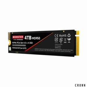 Monster Storage 4TB NVMe SSD PCIe Gen 4×4 最大読込: 7,100MB/s 最大書き：6,400MB/s PS5確認済み 放熱シート付き M.2 Type 2280 3D T