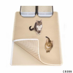 Ycozy 特大猫砂マット 90×60cm 猫トイレマット ダブルサイドベルクロ 4面開口デザイン 猫砂取りマット 飛び散り防止マット 二重EVA 猫マ