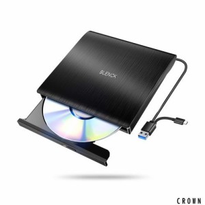 【2024革新モデル】 外付けDVDドライブ 極静音 CD DVDドライブ 外付け 高速 USB 3.0＆Type-Cデュアルポート 外付けCDドライブ 読み出し＆