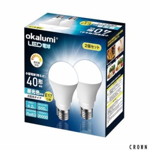 LED電球 調光器対応 E17口金 昼光色 40W形相当 500lm 広配光 断熱材器具対応 ミニクリプトン電球 2個セット【LD4L27D-E17 D】