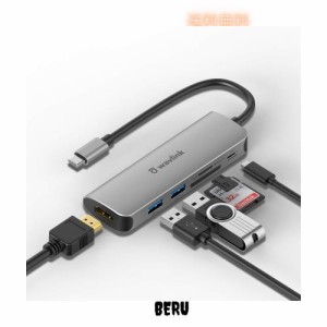 WAVLINK USBハブ/ミニドッキングステーション/4K HDMI出力/PD 65W充電/6-in-1（2xUSB3.0/1xHDMI/1xType C (充電)1xSD/1xMicro SD カード
