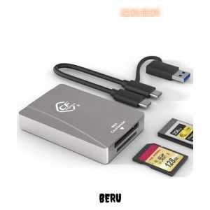 Cfexpress TypeB カードリーダー USB 3.2 Gen 2 10Gpbs CFexpressタイプBカード/SDメモリーカード対応 デュアルスロットポータブルアルミ