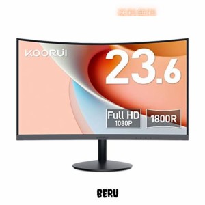 KOORUI モニター 24 インチ 湾曲モニター 1080P 曲面モニター VA非光沢・1800R曲面 /60 HZ/VGA/HDMI/sRGB/傾き調整 湾曲 ゲーミングモニ