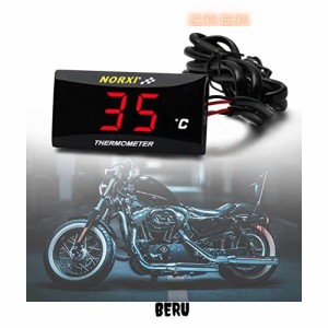 オートバイ 水温計 超薄型 デジタル バイク 単車 温度計 水温ゲージ メーター 防水 LED ディスプレイ 12V ユニバーサル 過熱警報機能付 (