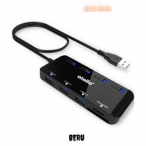 atolla SDカードリーダー USB3.0 カードリーダー USBハブ 5-in-1 USB3.0ポート+SD＆TF/microSDカードリーダー 同時読み書き【microSDXC/m