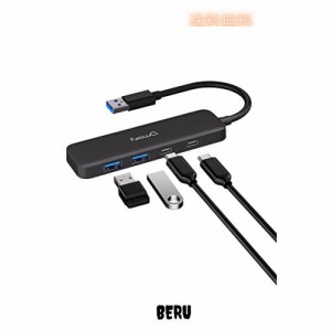 デュアルUSB C USB A 3.0ハブ。2* USB-C 3.0と2* USB-A 3.0の4ポート、ラップトップ、PS4、フラッシュドライブ、HDD、Xbox、プリンタ、マ