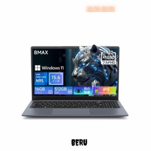 Bmax ノートパソコン 軽量 N95ノートpc 2024新版 15.6インチ パソコン ノート16GB 512GB SSD laptop 最大3.4GHz 4C4T Windows11 高速放熱