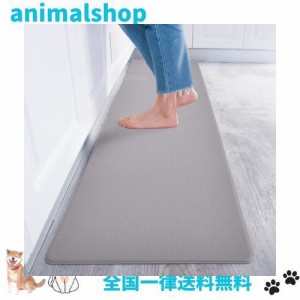 Baibu Home キッチンマット 60×240cm PVC 厚さ8mm 洗濯いらず 低反発クッション ずれない 台所 マット 防汚 拭ける グレー