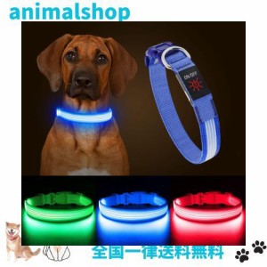 YFbrite ライトアップ犬用首輪,充電式LED犬用首輪,点滅犬用首輪,調節可能な反射犬用首輪安全夜光り安全警告用(ブルー,M)