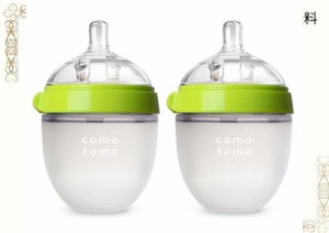 Comotomo Baby Bottle 哺乳瓶 140ml グリーン 2本セット [並行輸入品]