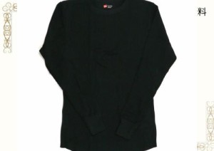 [ヘインズ] 長袖シャツ Tシャツ 防寒 あたたかい 柔らかい綿混素材 丸首 ワッフル編み サーマル クルーネックロングスリーブ HM4-Q501 メ