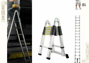 DayPlus 伸縮はしご 両用梯子 脚立最長 2.5M+2.5M 伸縮はしご最長5m 兼用脚立 スーパーラダー 折り畳み伸縮梯子 多機能アルミはしご 持ち