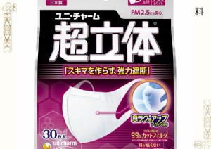 超立体マスク 風邪・花粉用 不織布マスク 日本製 小さめサイズ 30枚入 ノーズフィットつき 〔PM2.5対応 日本製〕 (99% ウィルス飛沫カッ