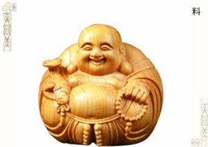 Lhyxuuk布袋様 置物 仏像 木彫り ミニ 七福神 木製 布袋様 置物 金運 運気上昇 お守り (笑顔の布袋様)