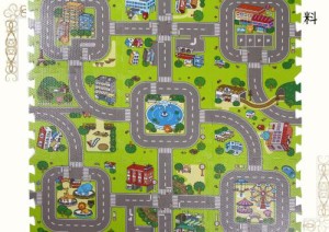 ユノックス 床材 ジョイントマット パズルマット 道路 9枚セット [約31.5x31.5x厚さ1cm/子供 キッズ プレイマット/防音対策/床の傷防止/