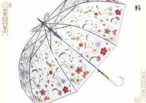 Wpc. 雨傘 [ビニール傘] 刺繍風アンブレラ ピンク 長傘 61cm 長く使える レディース ジャンプ傘 大きい 花柄 フラワー インスタ 映え フ