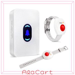 DAYTECH 介護呼び鈴 ワイヤレスチャイム 呼び出しベル介護用 介護用緊急連絡ベル 高齢者 患者 妊婦 障碍者向 1AC受信機と2腕時計式発信機