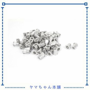 uxcell M6x15mm ナットリベット アルミニウム製 フラットヘッドリブボディ 100個入